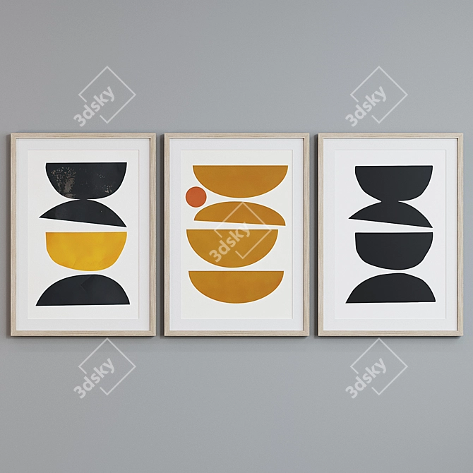 Abstract Frame Set: Modern Style with 3 Frames 3D model image 3