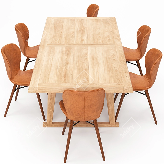 Modern Dining Table Set 3D model image 2