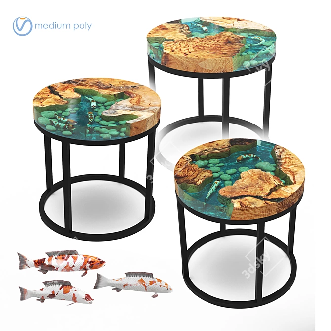 Smooth Surface Epoxy Resin Table 3D model image 2