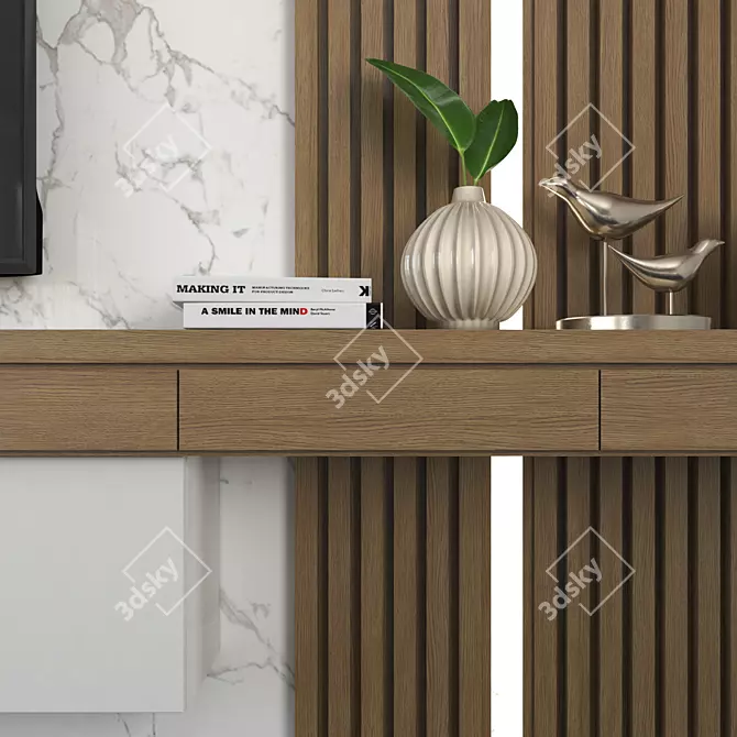 Sleek Modern TV Wall Set 3D model image 6