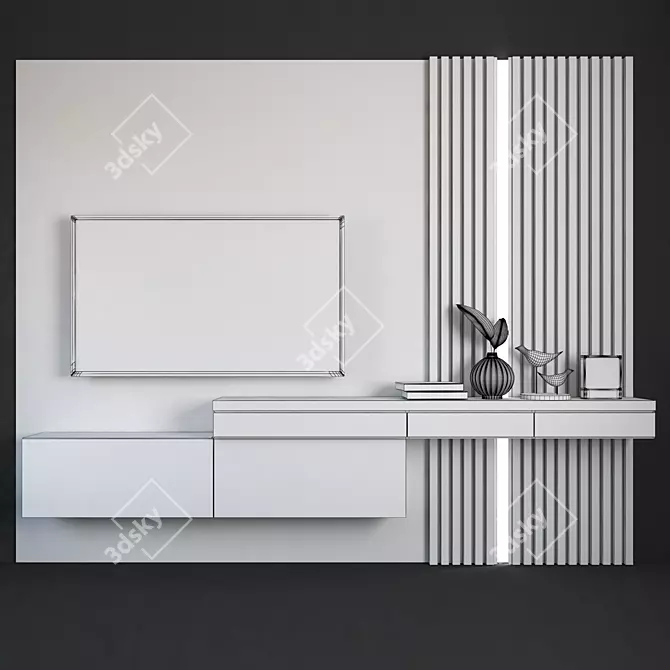 Sleek Modern TV Wall Set 3D model image 1