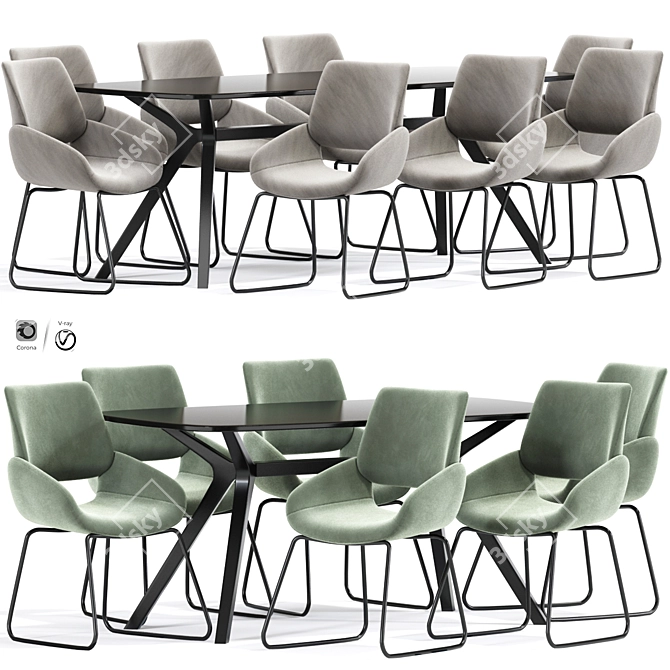 Elegant Lisboa Dining Chair 3D model image 1