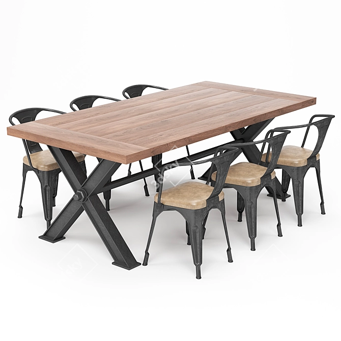 Modern Dining Table Set 3D model image 1