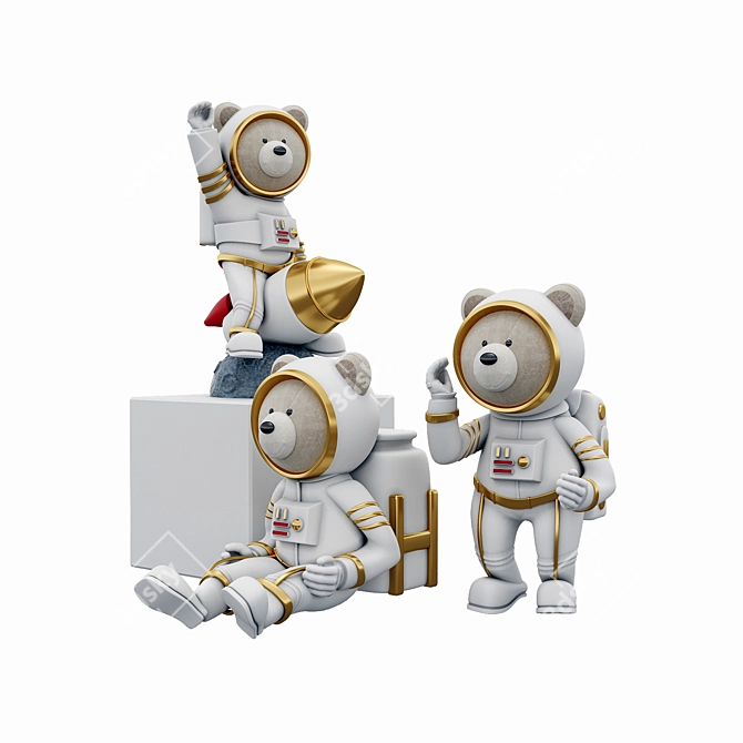 Space Explorer Decorative Statue 3D model image 1