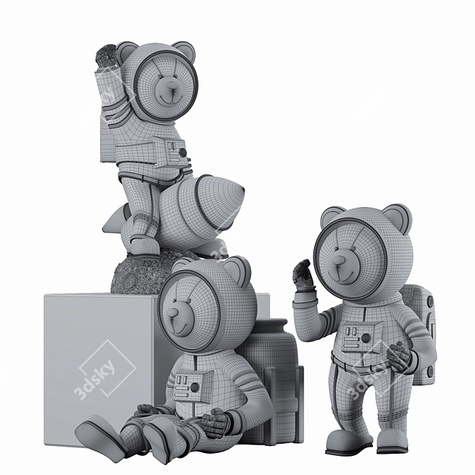 Space Explorer Decorative Statue 3D model image 4