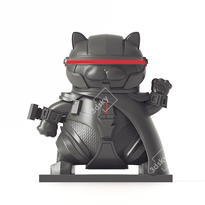 Midnight Warrior: Black Samurai Cat 3D model image 1