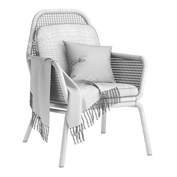 Stylish Verne Rattan Chair 3D model image 5
