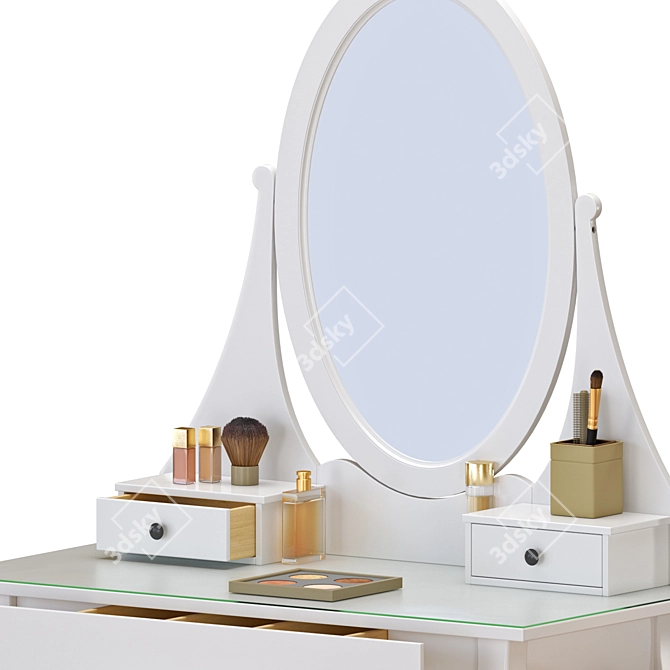 Modern White Dressing Table Set 3D model image 2