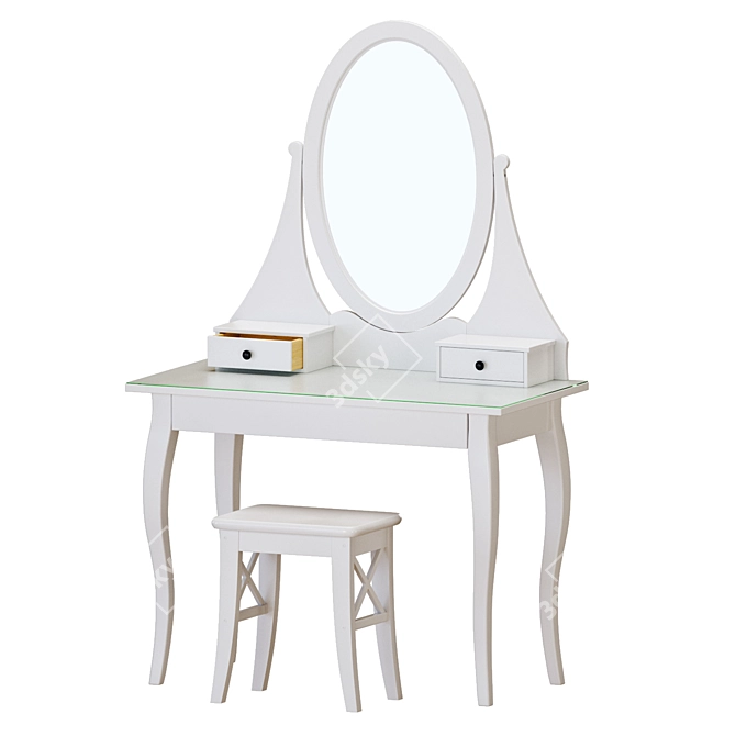 Modern White Dressing Table Set 3D model image 5