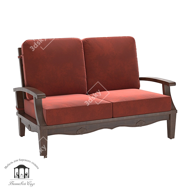 Albero Solido Loveseat Sofa - Rustic Aluminum 3D model image 1