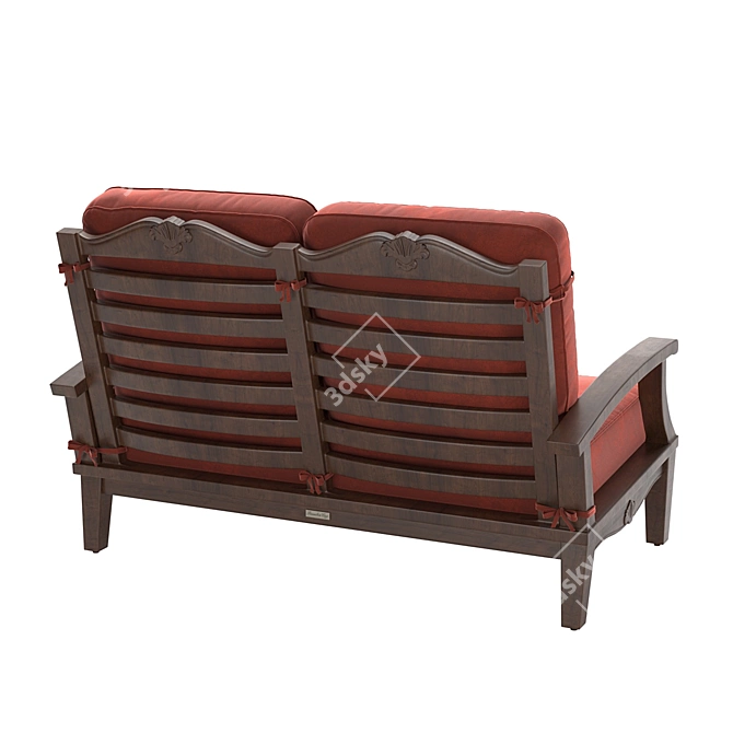 Albero Solido Loveseat Sofa - Rustic Aluminum 3D model image 2