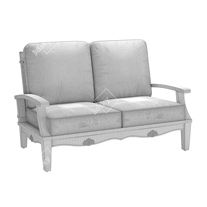 Albero Solido Loveseat Sofa - Rustic Aluminum 3D model image 3