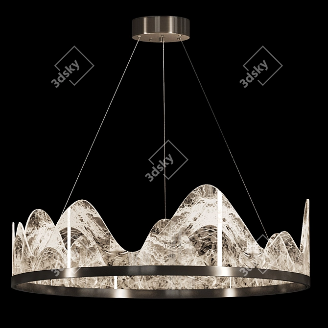 Regal Embossed Brass Chandelier 3D model image 2