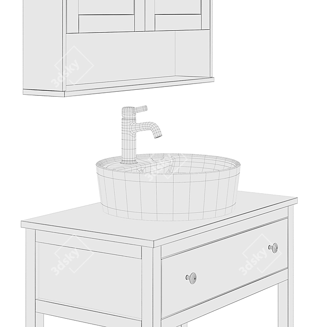 Stylish Hemnes Cupboard & Mirror 3D model image 6