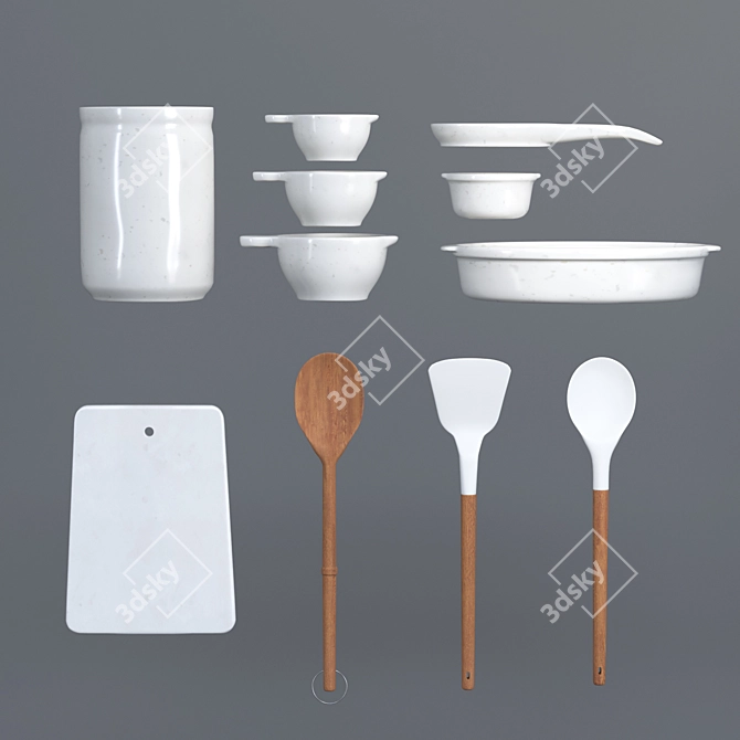 TurboSmooth Ceramic Kitchen Set 3D model image 2