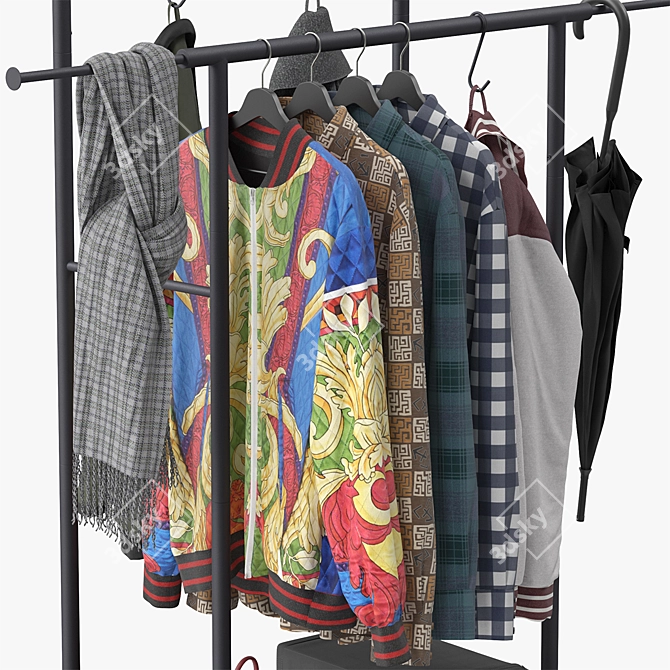 Rustic Garment Rack for Stylish Clothing Organization 3D model image 4