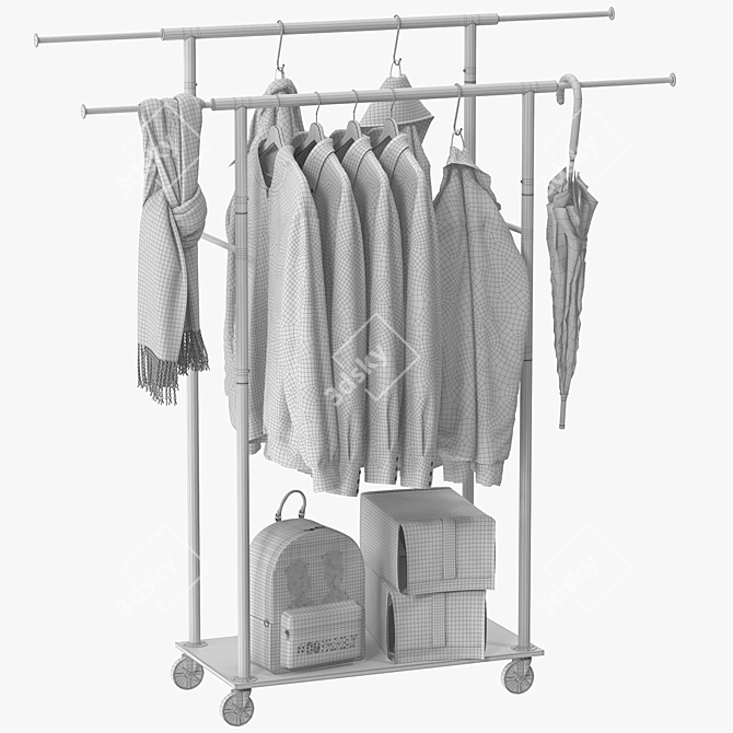 Rustic Garment Rack for Stylish Clothing Organization 3D model image 6