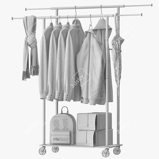 Rustic Garment Rack for Stylish Clothing Organization 3D model image 7