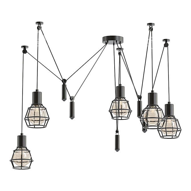 Versatile Multi-Head Cage Chandelier 3D model image 1