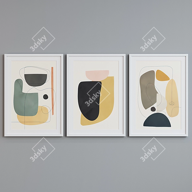 Modern Abstract Frame Set - Pack of 3 3D model image 3