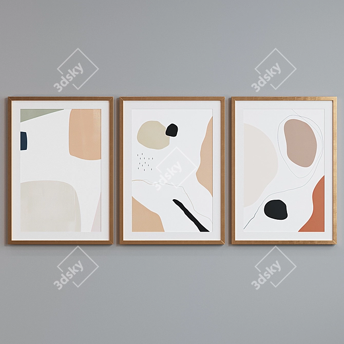 Abstract Lines Picture Frame Set 3D model image 4
