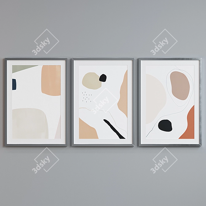 Abstract Lines Picture Frame Set 3D model image 5