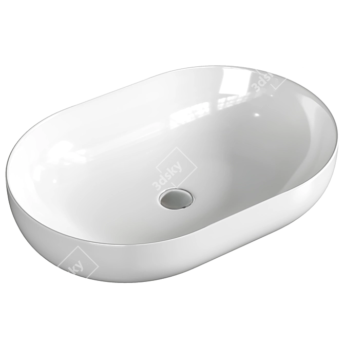 Elegant White Sink: Art & Max AM5415-W 3D model image 1