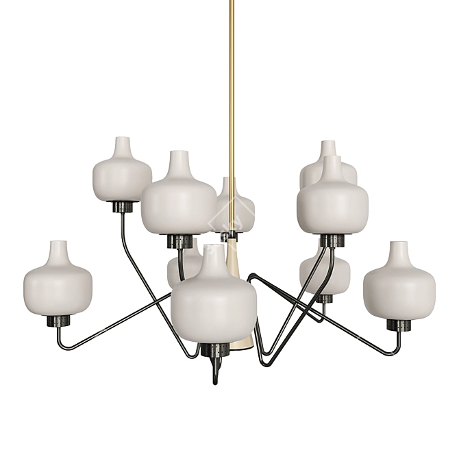 Stilnovo 10-Light Chandelier: Italian Midcentury Elegance 3D model image 1