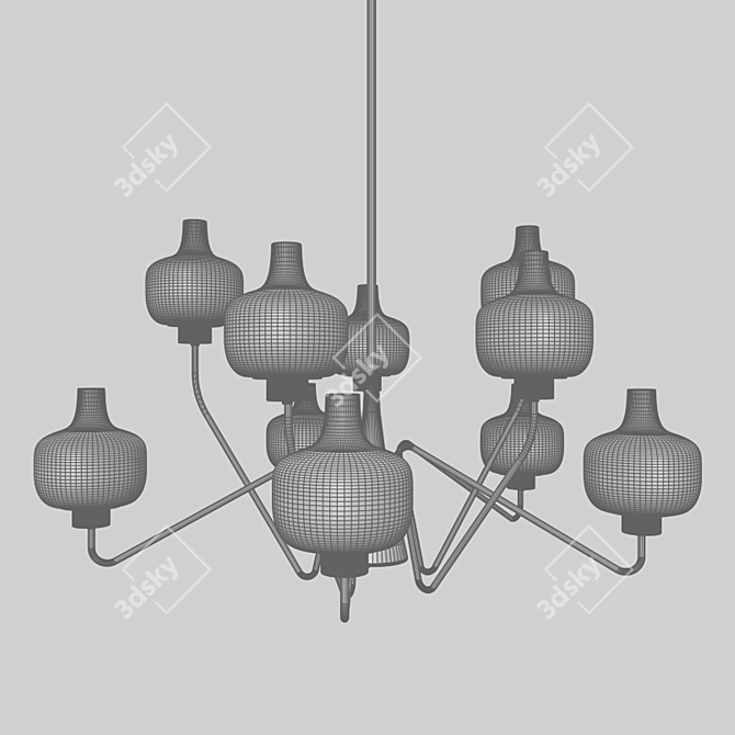 Stilnovo 10-Light Chandelier: Italian Midcentury Elegance 3D model image 2