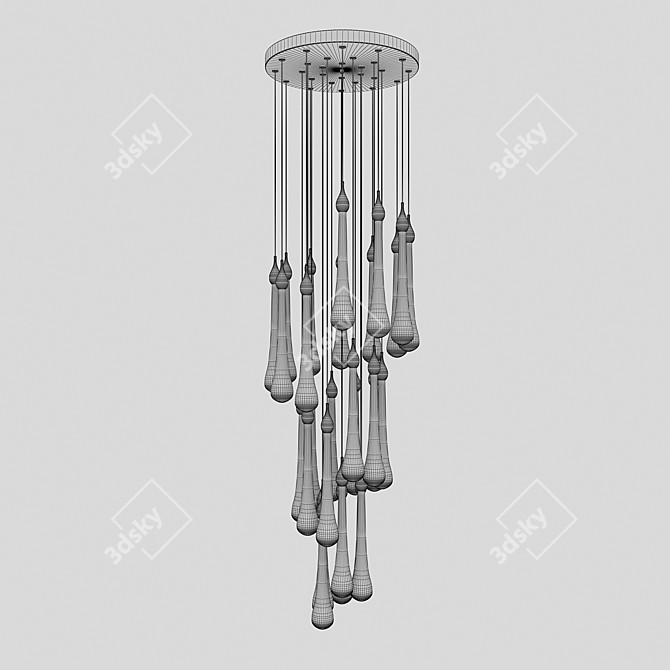 Elegant Gold Pendant Light 3D model image 2