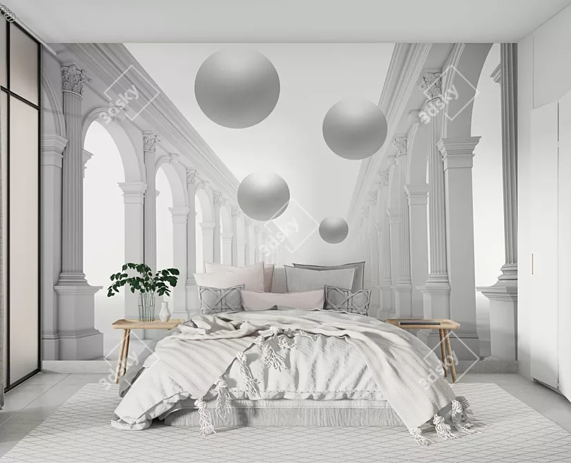 Seamless 3D ArtFresco Wallpaper: Transform Your Space 3D model image 2