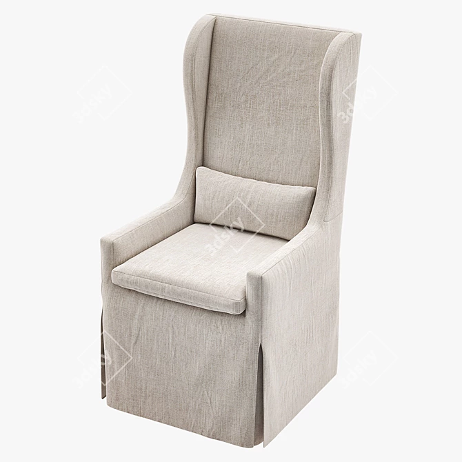 Elegant Belgian Wingback Armchair 3D model image 3