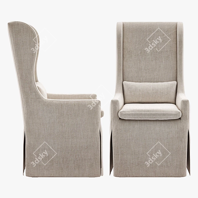 Elegant Belgian Wingback Armchair 3D model image 4