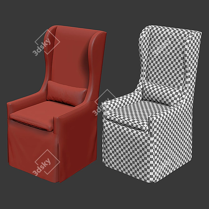 Elegant Belgian Wingback Armchair 3D model image 6