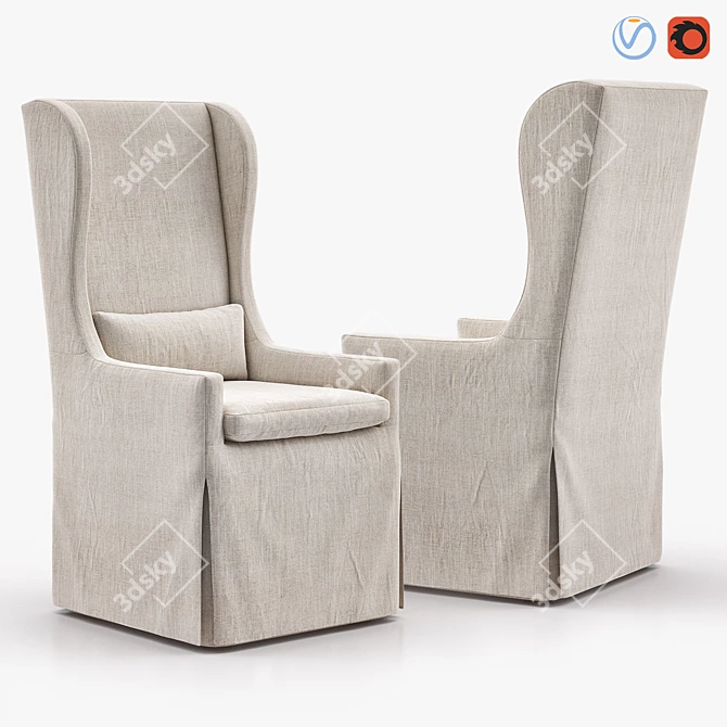 Elegant Belgian Wingback Armchair 3D model image 8