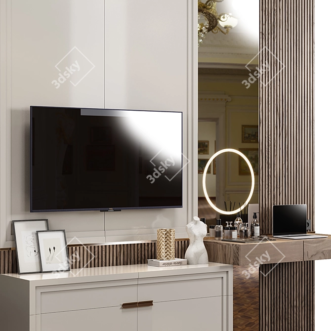 Modern TV Wall Unit 07 3D model image 2