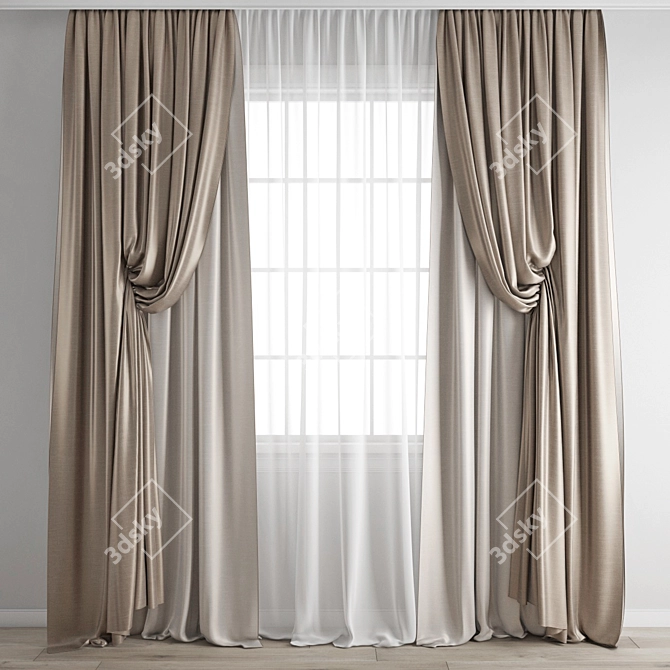 Poly Curtain Model | High Quality 3D | Multiple Formats 3D model image 1