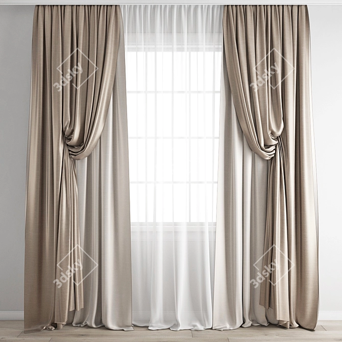 Poly Curtain Model | High Quality 3D | Multiple Formats 3D model image 4