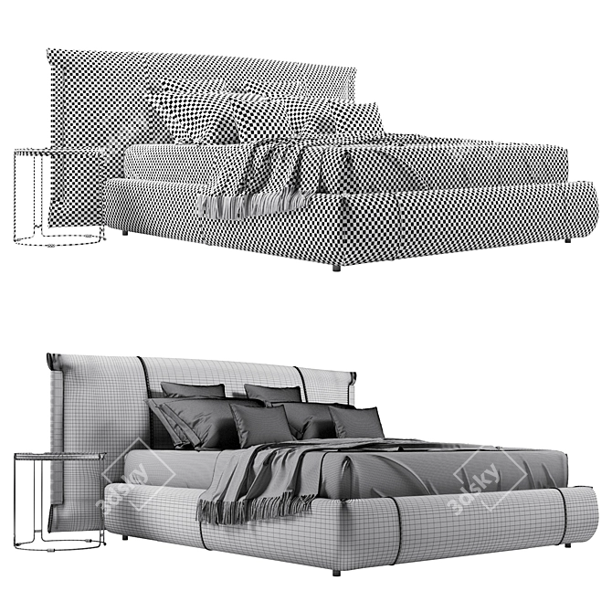 Flou Amal Double Bed - Stylish and Spacious 3D model image 5