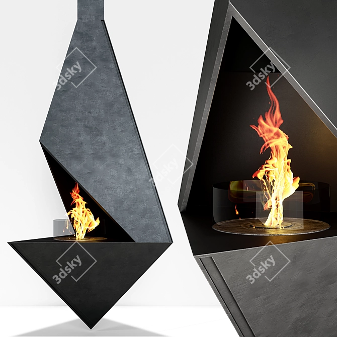 Sleek Metal Fireplace 3D model image 4