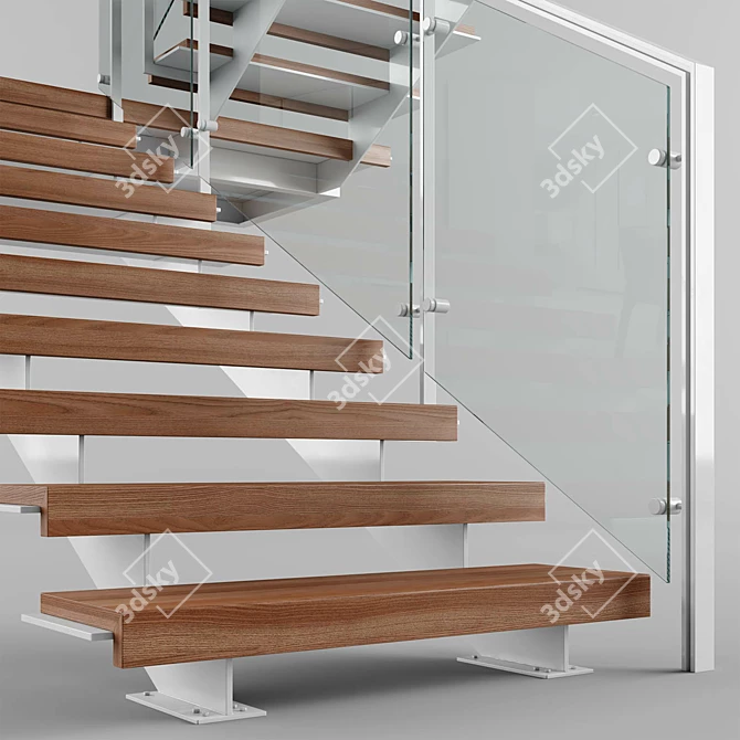 Sleek Modern Interior Stair 3D model image 2