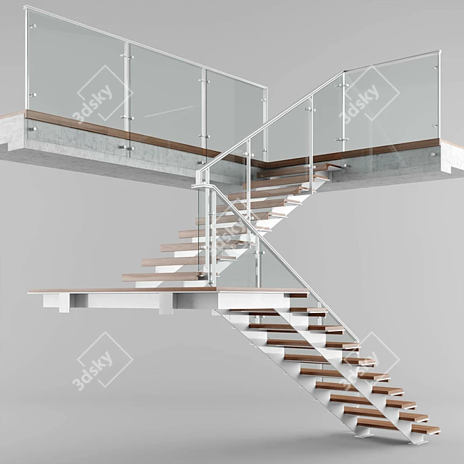 Sleek Modern Interior Stair 3D model image 5