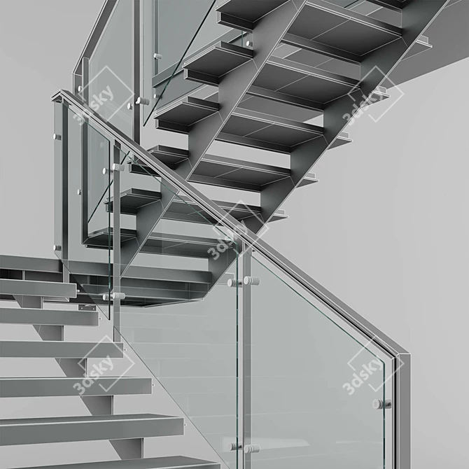 Sleek Modern Interior Stair 3D model image 7