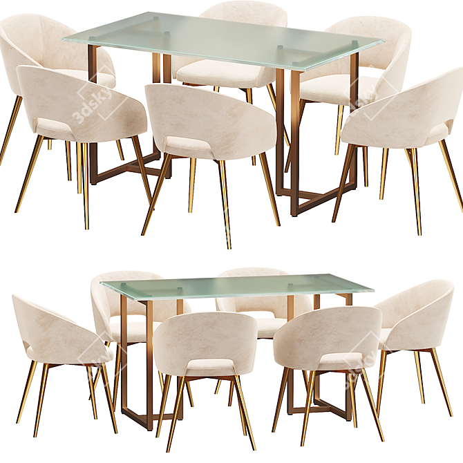 Baxton Studio Modern Dining Table 3D model image 1