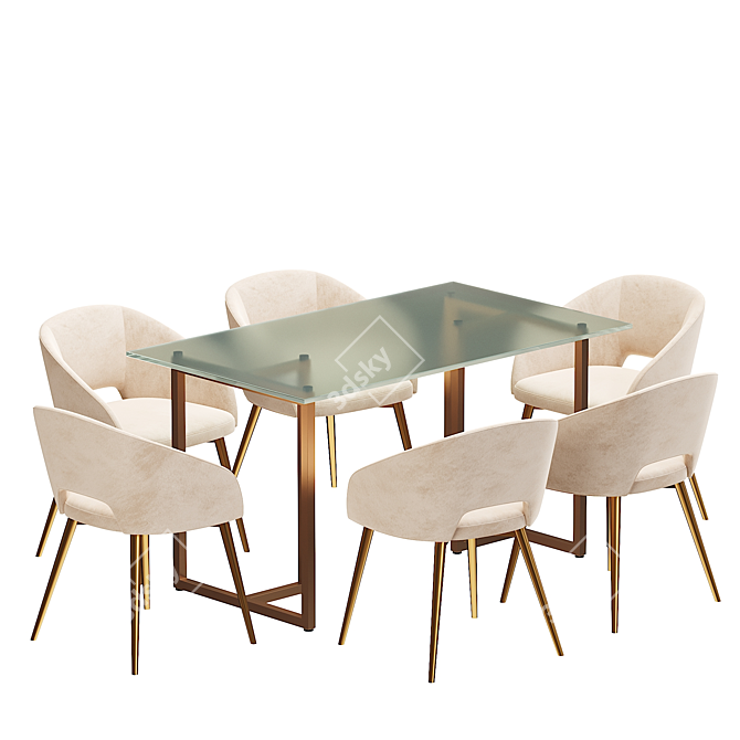 Baxton Studio Modern Dining Table 3D model image 2