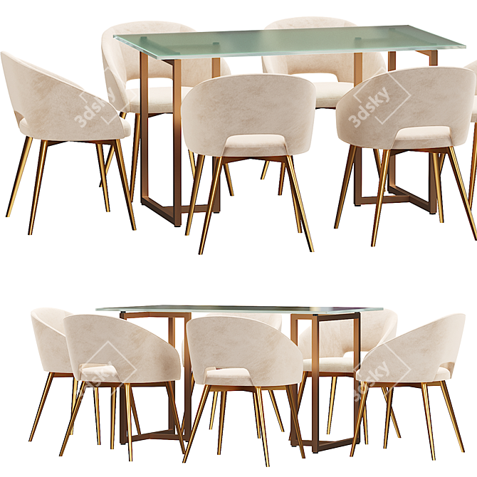 Baxton Studio Modern Dining Table 3D model image 3