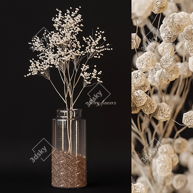 Eternal Blooms: Dry Flower Design 3D model image 1