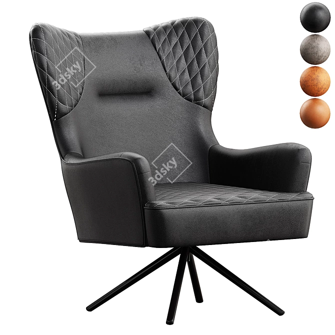 Modern Moleskin Mussel Armchair 3D model image 3