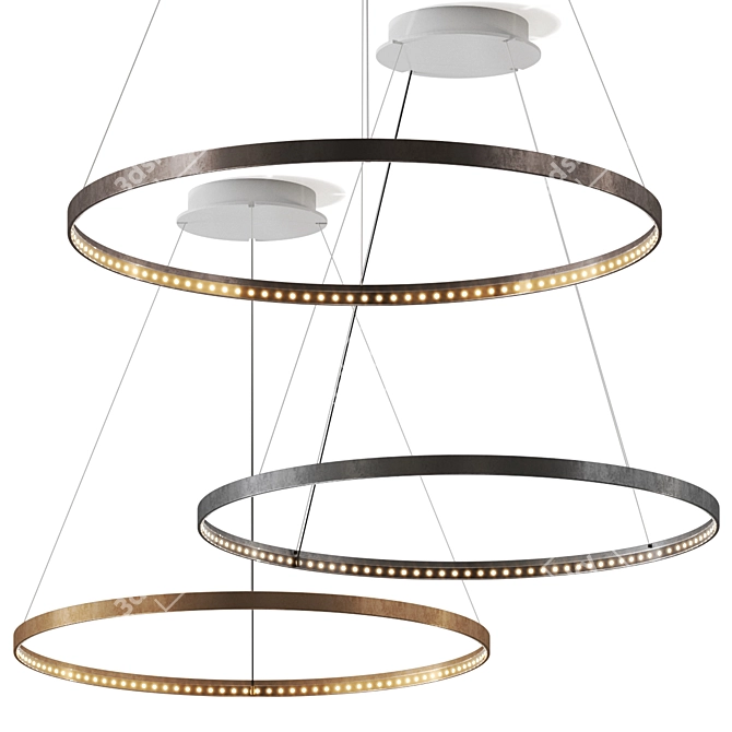 Bronze Circle Pendant Lamp 3D model image 1