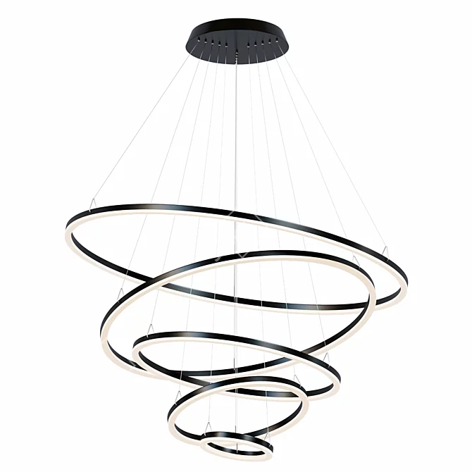 Contemporary Black LED Chandelier 3D model image 1